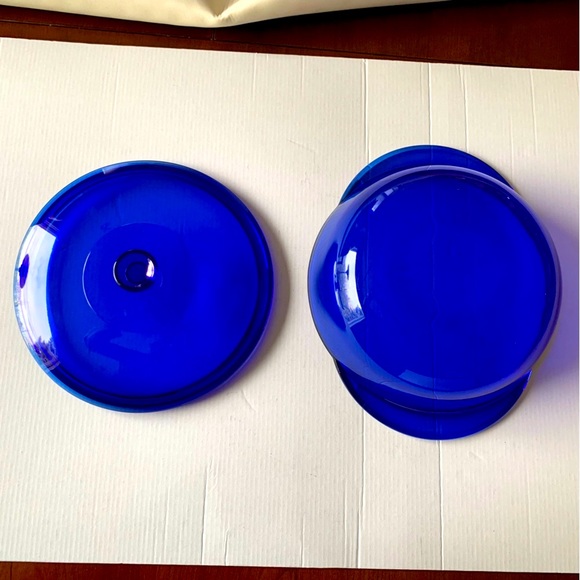 Vintage Anchor Hocking Cobalt Blue glass 9” round 2 liters casserole dish & lid - Picture 5 of 11